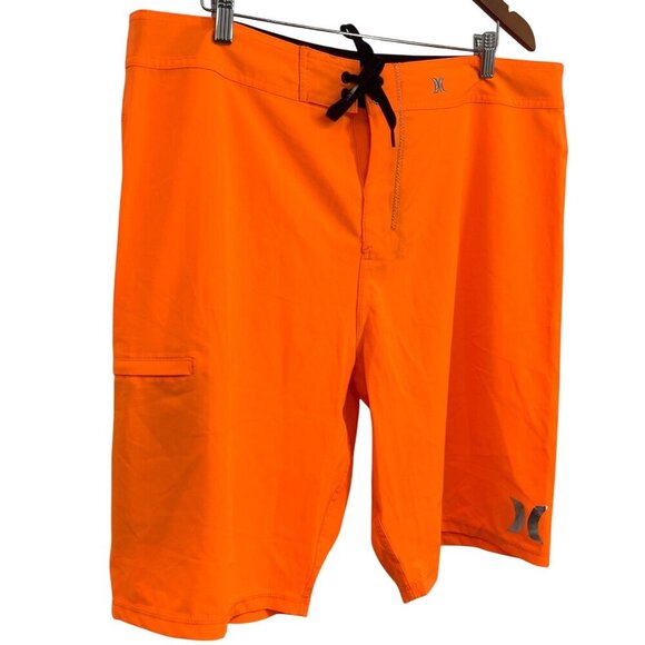 Hurley Mens Orange Board Shorts Size 38 Stretch Surf Swim Trunks Pocket EUC - Picture 4 of 9